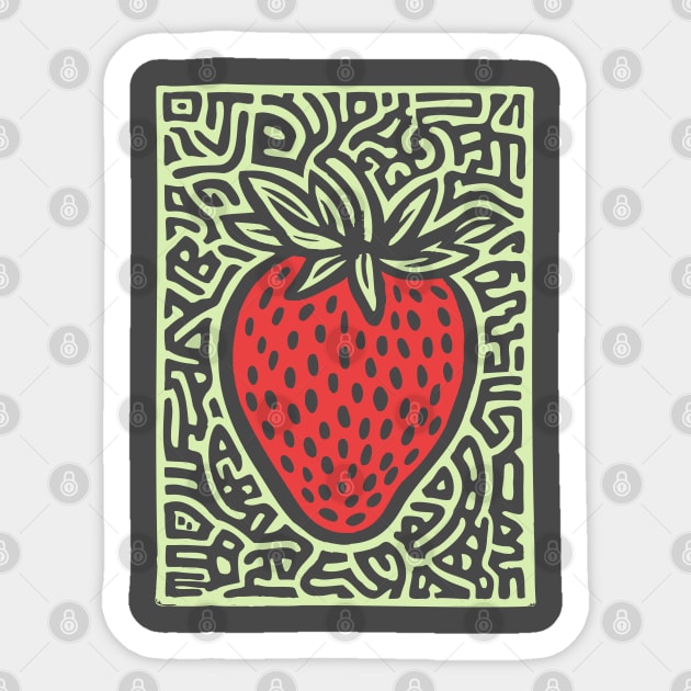 Psychedelic Strawberry | The Summer Solstice Fruit Sticker by TuncGK